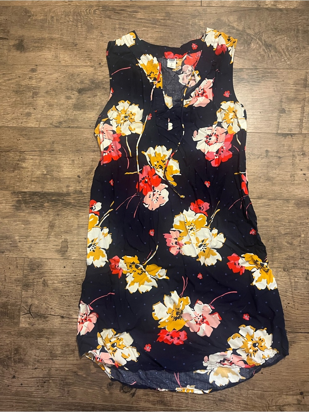 Old Navy Navy Floral Mini Dress with Yellow & Pink Blooms